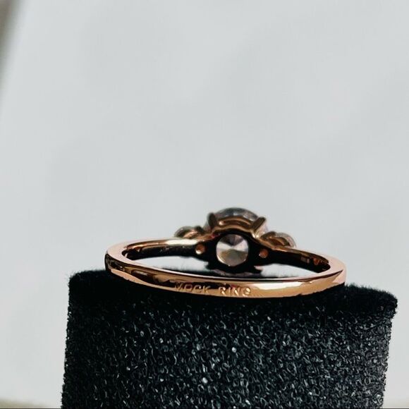 1.0Ct Cubic Zirconia Rose Gold Ring Three Stone - Picture 2 of 5